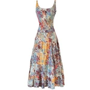 Sleeveless Boho Tiered Floral Maxi Dress